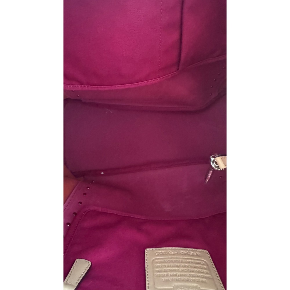 Coach Metro F31325 Magenta Orange Saffiano Leather Colorblock Studs Tote 12x13x6 - Picture 14 of 15